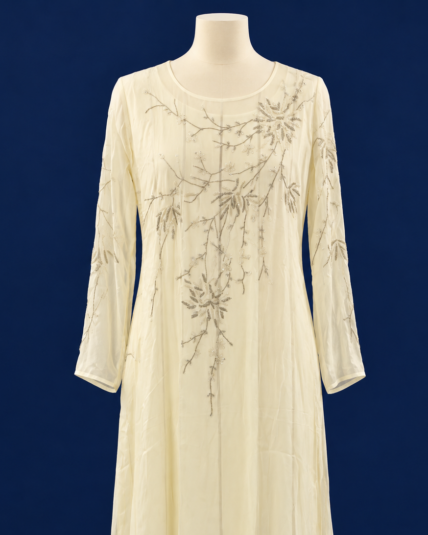 Cream Embroidered Gown