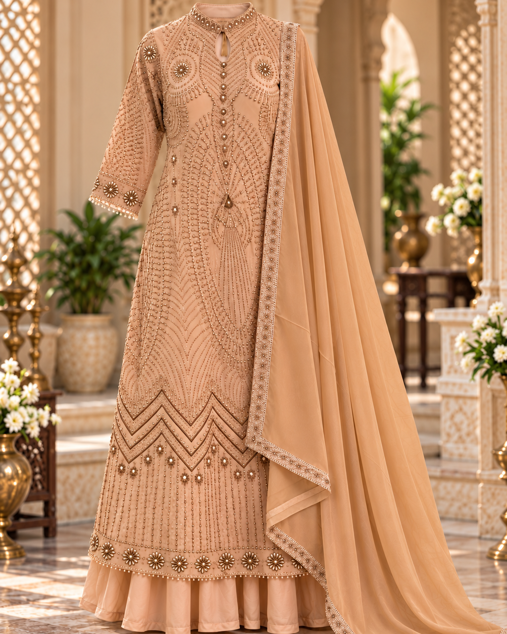 Elegant Pakistani Embroidered Gown