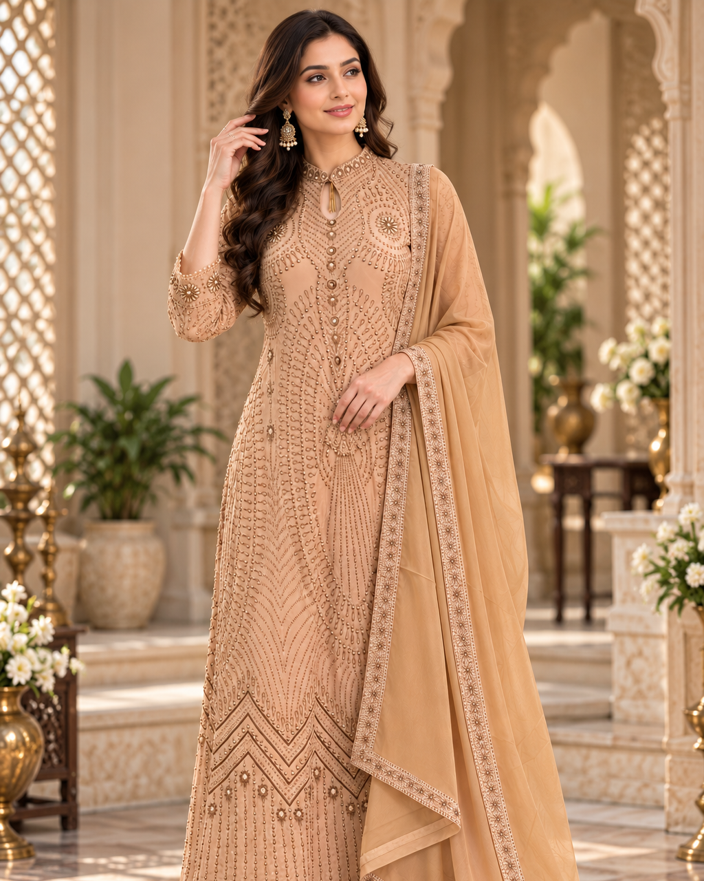 Elegant Pakistani Embroidered Gown